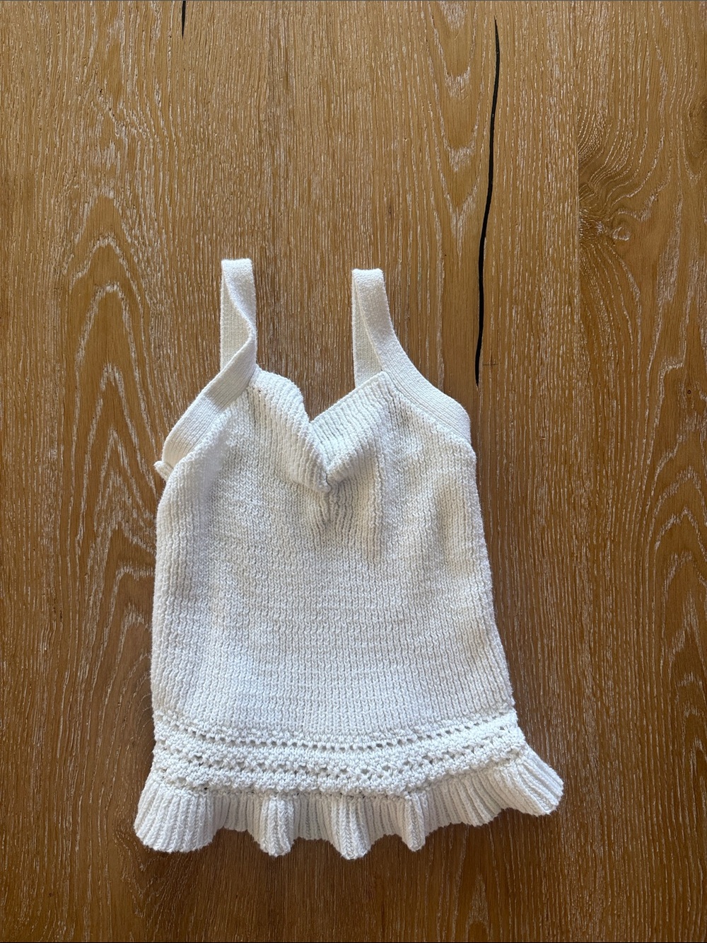 abercrombie kids Ivory Knit Ruffle Strap Tank